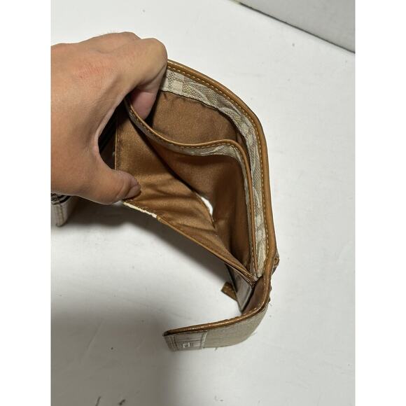 Fossil Wallet Logo Spell Out Beige Cream Tan Brown Women Cards Coins Vintage - Picture 5 of 10